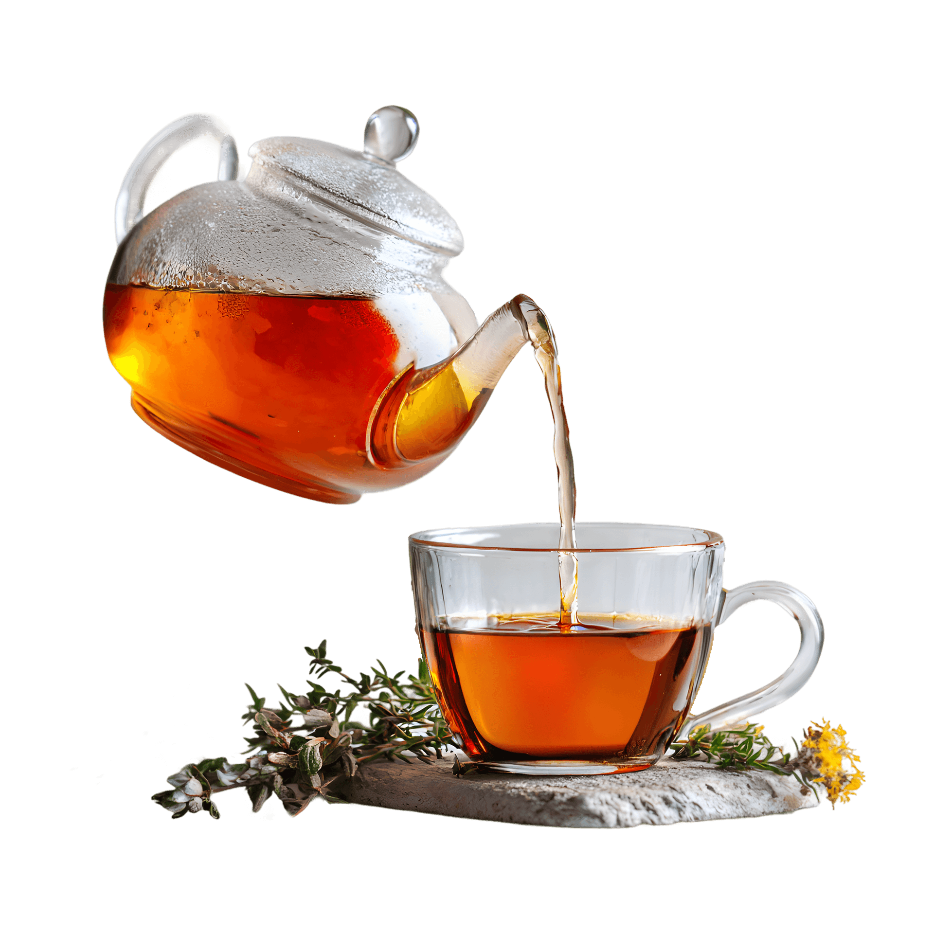 Kenyan black tea pouring into cup